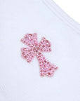 Beads Embroidery Cross Tank Top ビーズクロス タンクトップ ワンピース ホワイト ピンク ノースリーブ コットン M/L