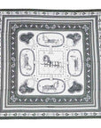 カレ ジェアン 140 GRAND APPARAT BANDANA グラン アパラ バンダナ ヴェールロデン/ホワイト/ブラック カシミヤ シルク スカーフ