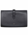 ラージ ストラップウォレット ブラック レザー ゴールド金具 二つ折り長財布