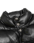 STIFF LTHR スティッフ クロスボールボタン ダウンジャケット ブラック レザー SV925 シルバー M スクロールラベル