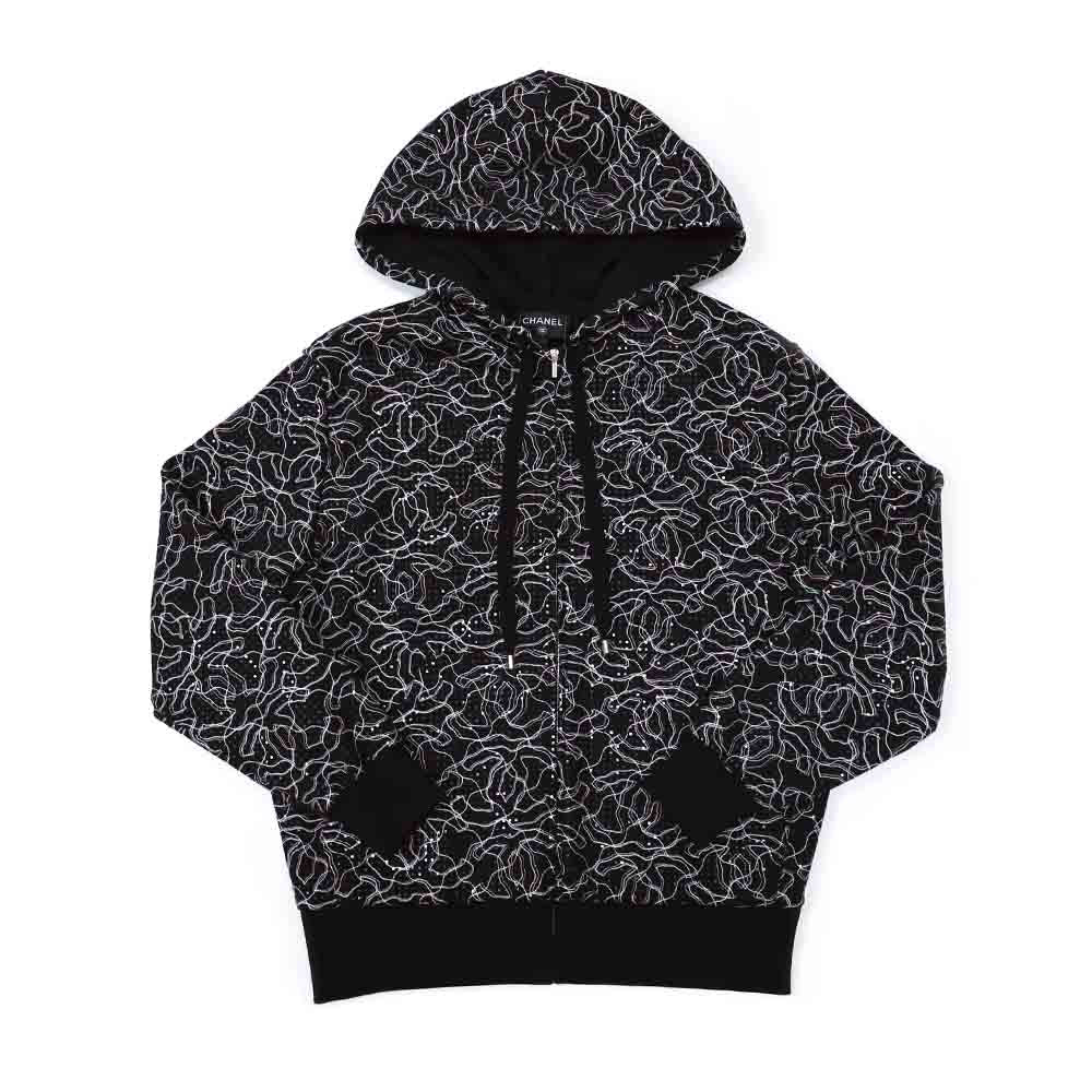 ココマーク スパンコール ジップアップパーカー 2025クルーズ P78335K11352 ブラック コットン 38