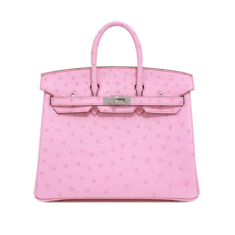 バーキン 25 ローズバブルガム オーストリッチ シルバー金具 K刻印
