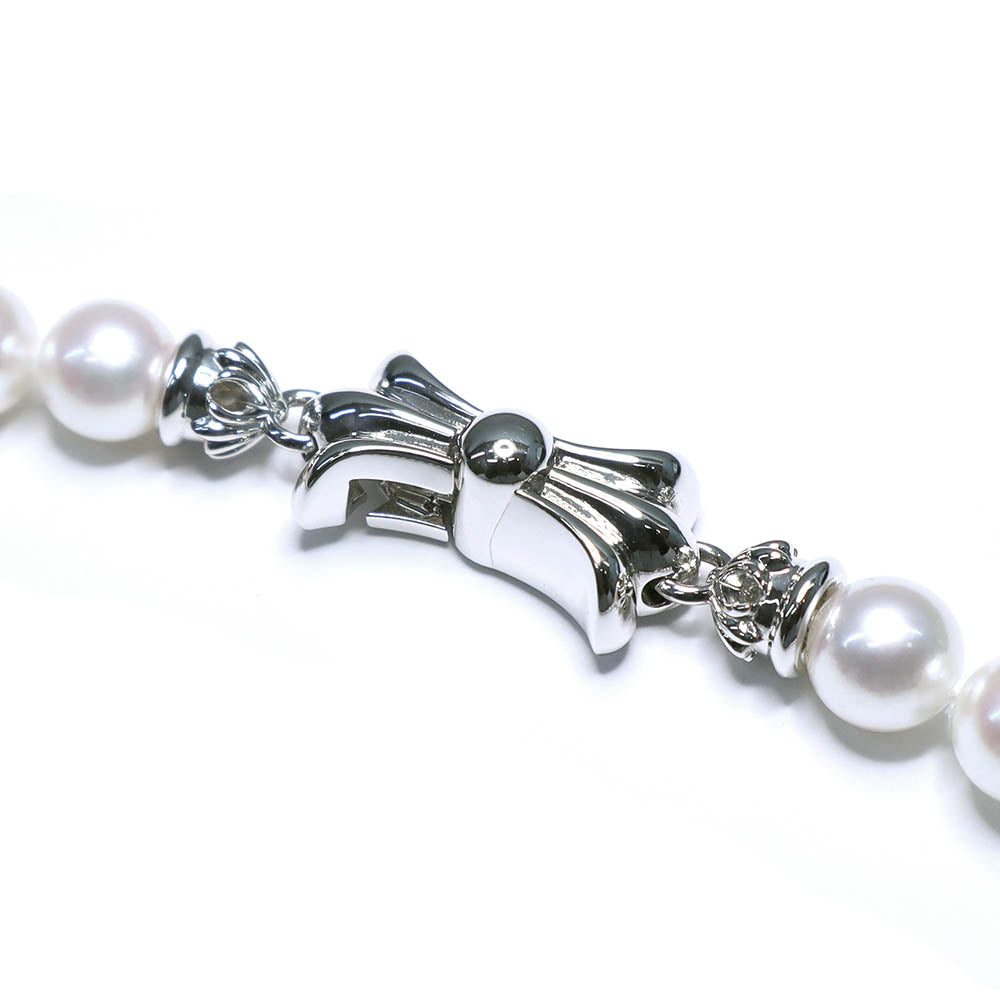 ミキモト パール タイニーCHクロス ネックレス パヴェダイヤモンド PEARL TINY CH CRS P DIA 16inch K18WG ホワイトゴールド 真珠