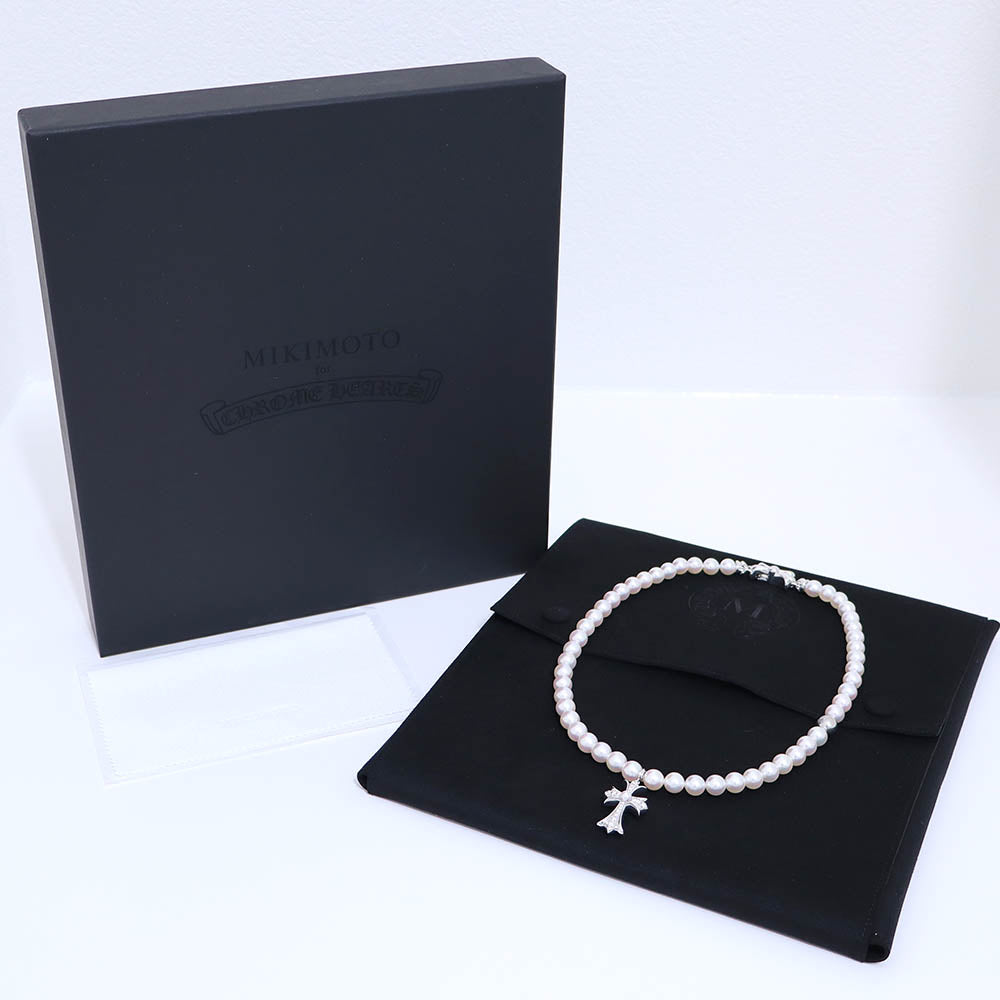 ミキモト パール タイニーCHクロス ネックレス パヴェダイヤモンド PEARL TINY CH CRS P DIA 16inch K18WG ホワイトゴールド 真珠