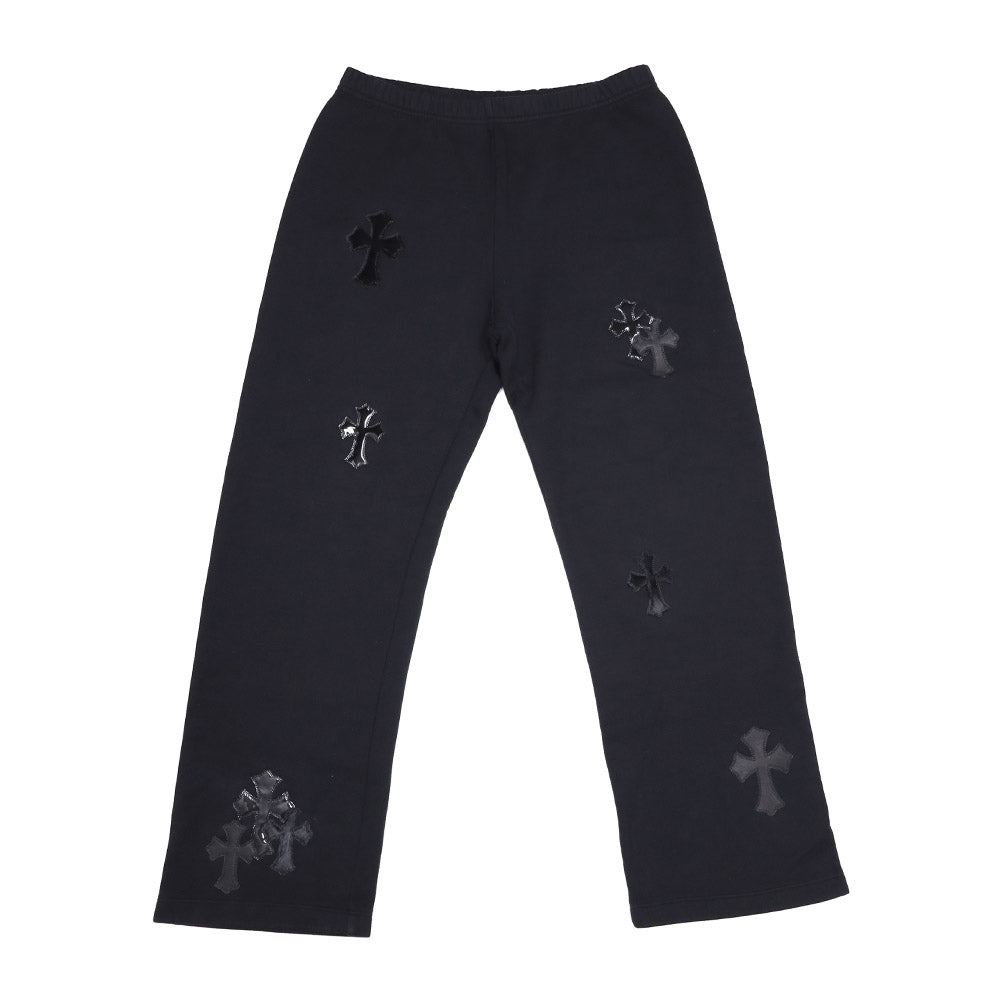 Y NOT ワイノット スウェット パンツ ブラック クロスパッチ レザー ハラコ パテントレザー Mサイズ