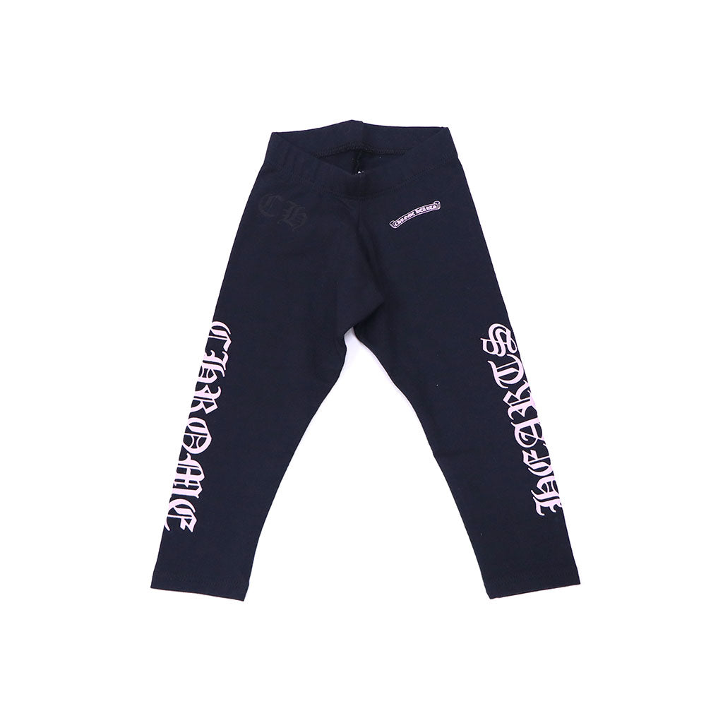 ベビー パンツ レギンス スクロールバンドロゴ ブラック ピンク コットン 18MONTHS
