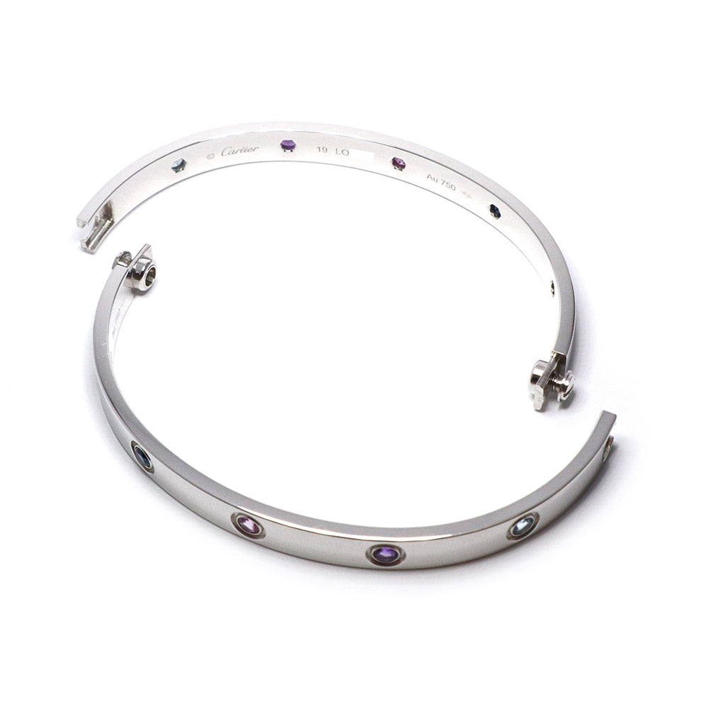 ラブ ブレスレット 750WG ホワイトゴールド ラベンダースピネル/ブルーサファイア/ピンクサファイア/アメジスト/アクアマリン マルチカラーストーン 