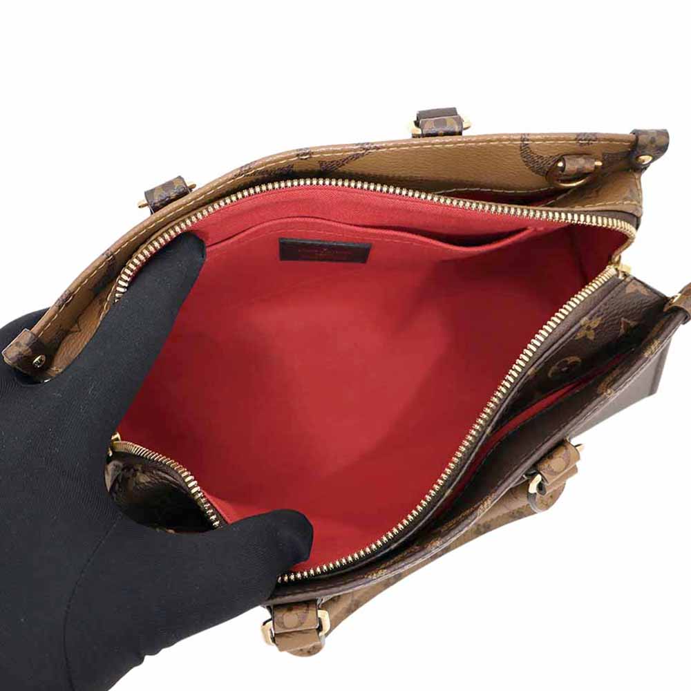 オンザゴー EW モノグラムジャイアント モノグラムリバース ブラウン ゴールド金具 M46653 2WAY ショルダーバッグ