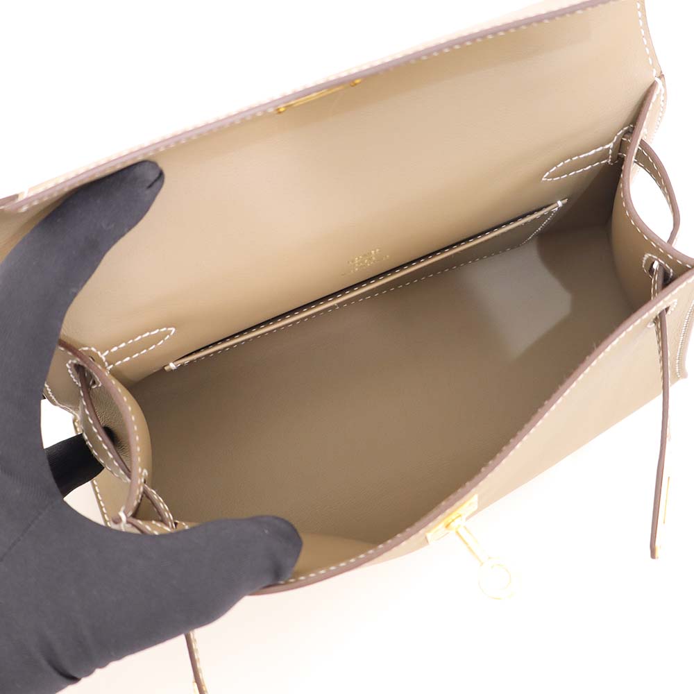 ポシェットケリー エトゥープ スイフト ゴールド金具 K刻印