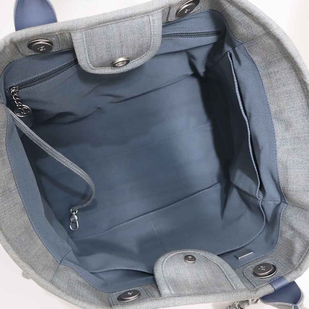 ドーヴィル ショッピングバッグ ミディアム AS3351 ライトブルー デニム マットシルバー金具 ランダム 2WAYバッグ チェーン トートバッグ ココマーク