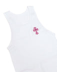 Beads Embroidery Cross Tank Top ビーズクロス タンクトップ ワンピース ホワイト ピンク ノースリーブ コットン M/L