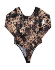 Off Shoulder Cemetery Cross Sheer Long Sleeve Bodysuit オフショルダー セメタリークロス シアー ロングスリーブ ボディスーツ ブラウン ブラック クロスパッチプリント S