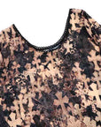 Off Shoulder Cemetery Cross Sheer Long Sleeve Bodysuit オフショルダー セメタリークロス シアー ロングスリーブ ボディスーツ ブラウン ブラック クロスパッチプリント S