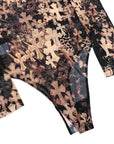 Off Shoulder Cemetery Cross Sheer Long Sleeve Bodysuit オフショルダー セメタリークロス シアー ロングスリーブ ボディスーツ ブラウン ブラック クロスパッチプリント S