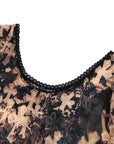 Off Shoulder Cemetery Cross Sheer Long Sleeve Bodysuit オフショルダー セメタリークロス シアー ロングスリーブ ボディスーツ ブラウン ブラック クロスパッチプリント S