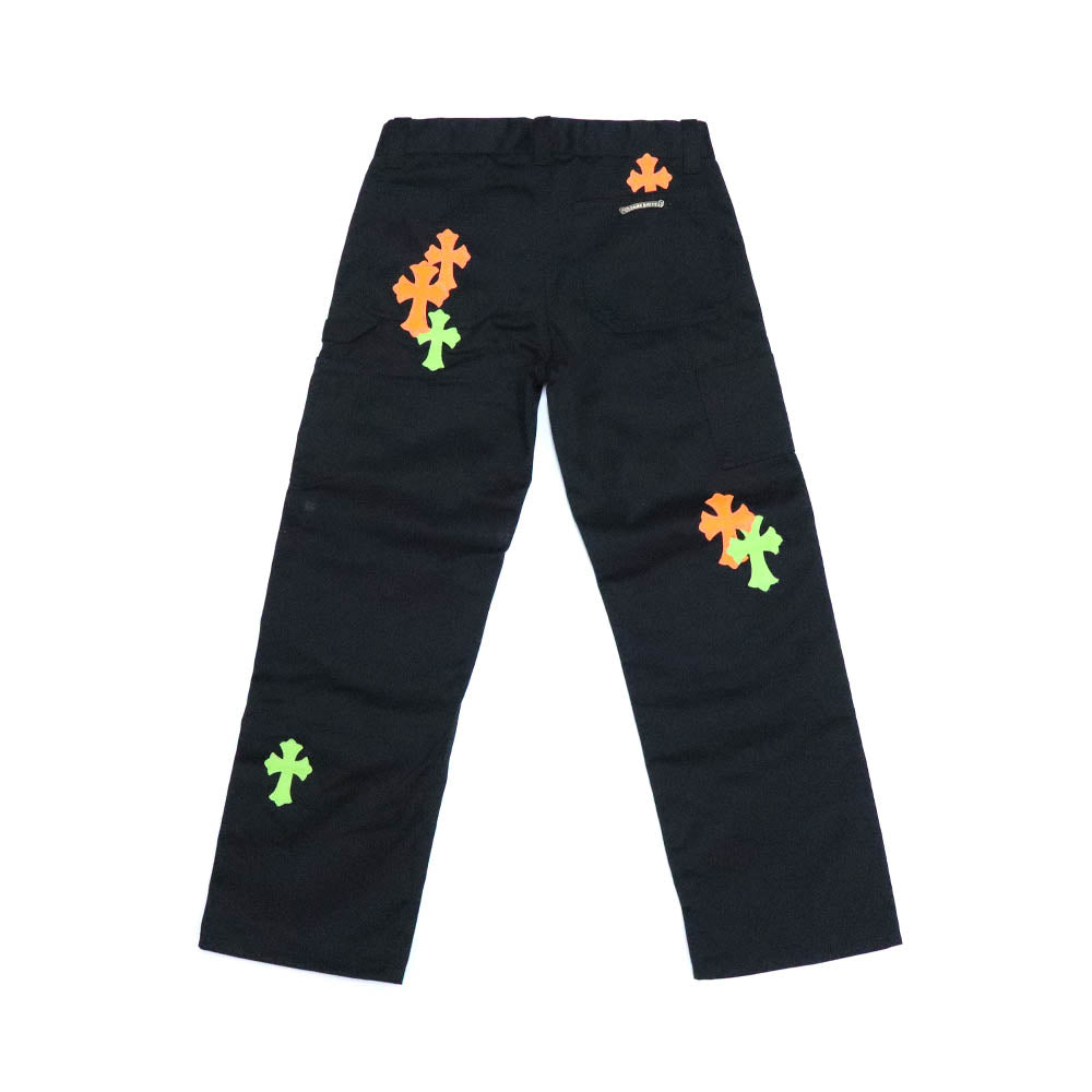 カーペンター デニムパンツ ダブルニー ブラック コットン クロスパッチ レザー 12Y キッズ