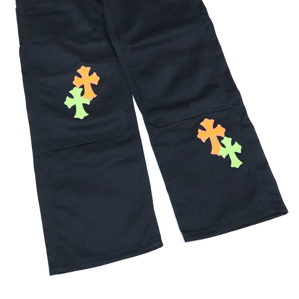 カーペンター デニムパンツ ダブルニー ブラック コットン クロスパッチ レザー 12Y キッズ