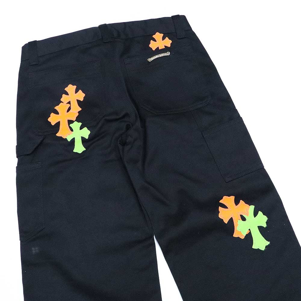 カーペンター デニムパンツ ダブルニー ブラック コットン クロスパッチ レザー 12Y キッズ