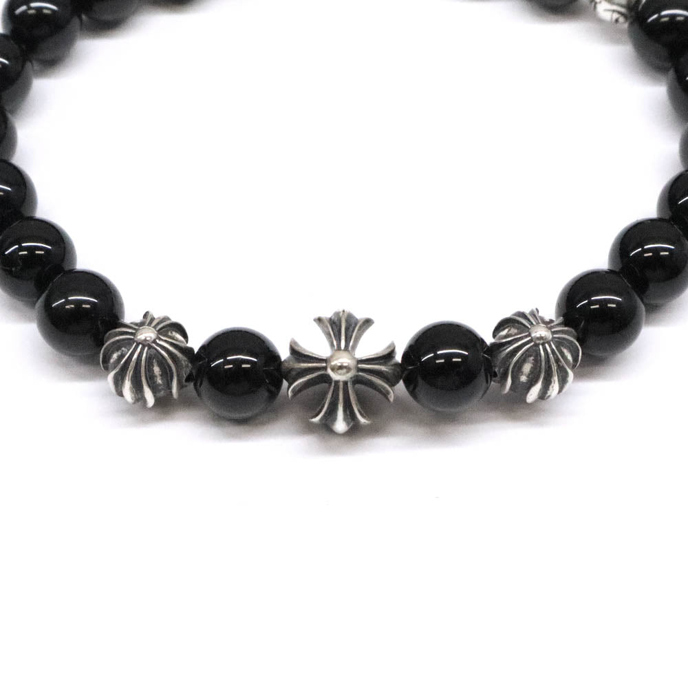 BEAD 8mm ビーズ ブレスレット SV925 シルバー ブラックトルマリン CHクロスボール