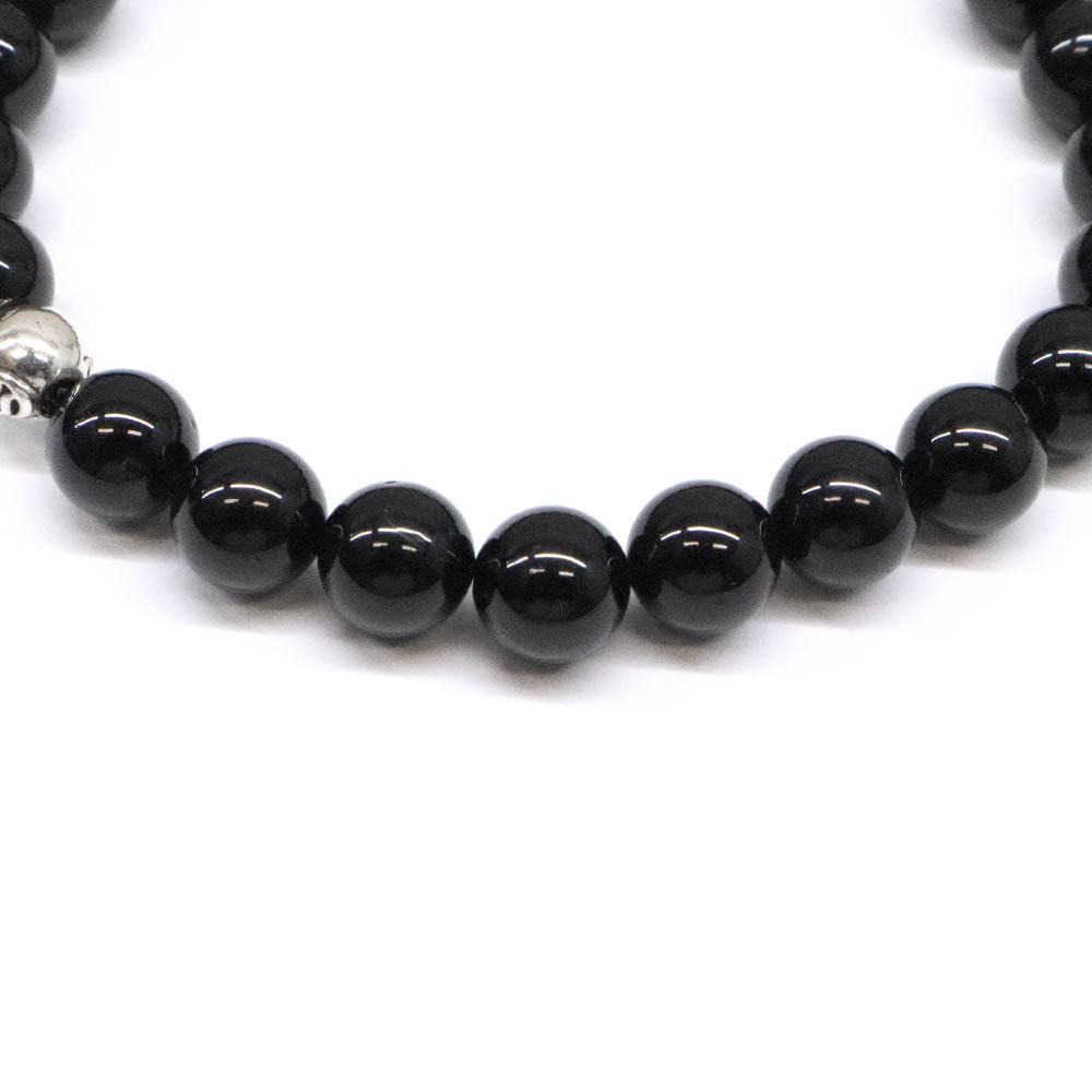 BEAD 8mm ビーズ ブレスレット SV925 シルバー ブラックトルマリン CHクロスボール