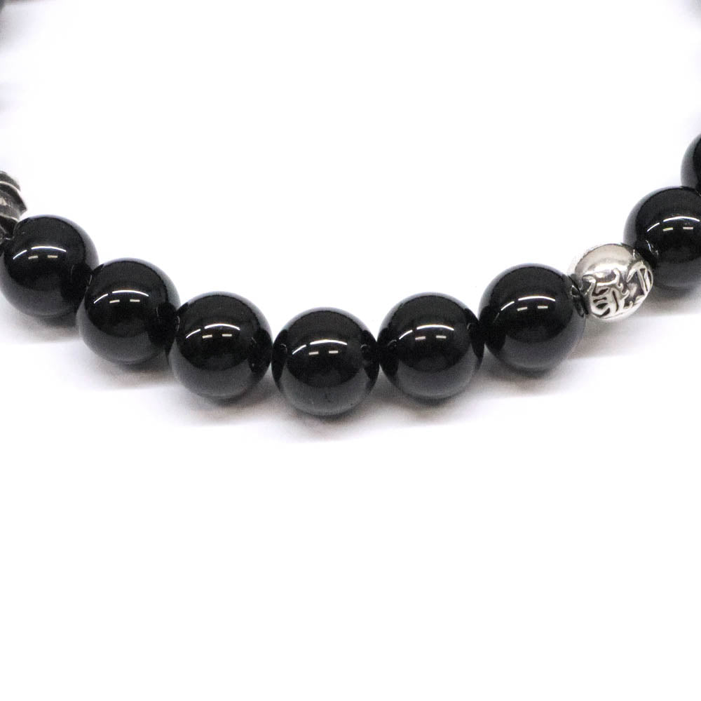 BEAD 8mm ビーズ ブレスレット SV925 シルバー ブラックトルマリン CHクロスボール