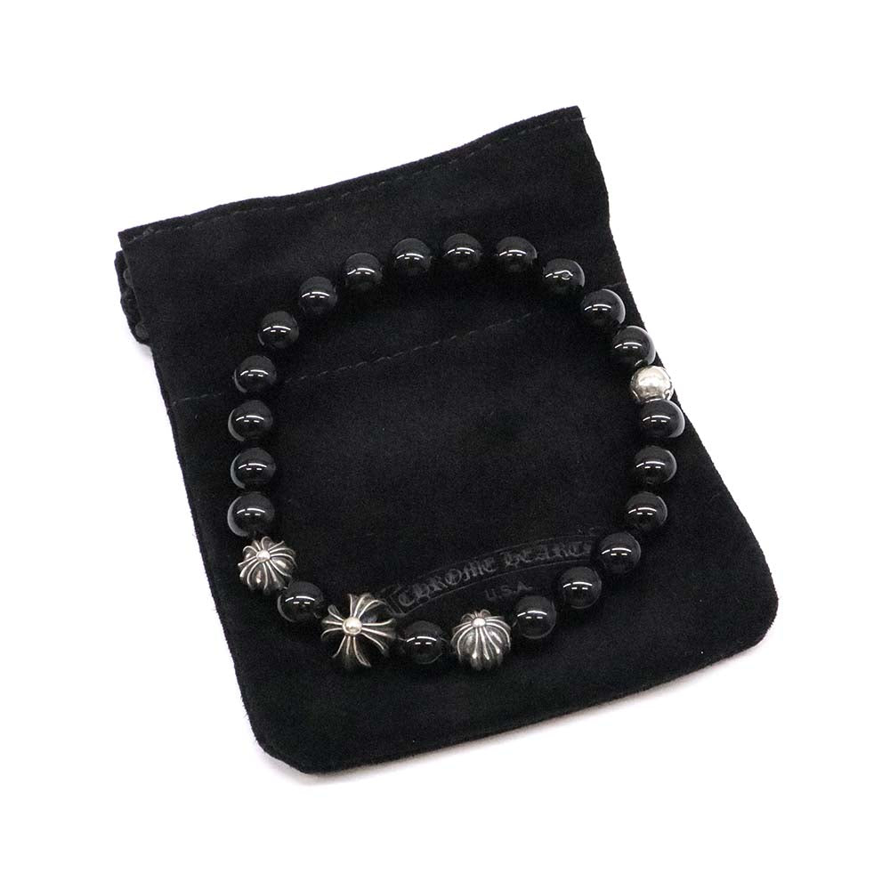 BEAD 8mm ビーズ ブレスレット SV925 シルバー ブラックトルマリン CHクロスボール