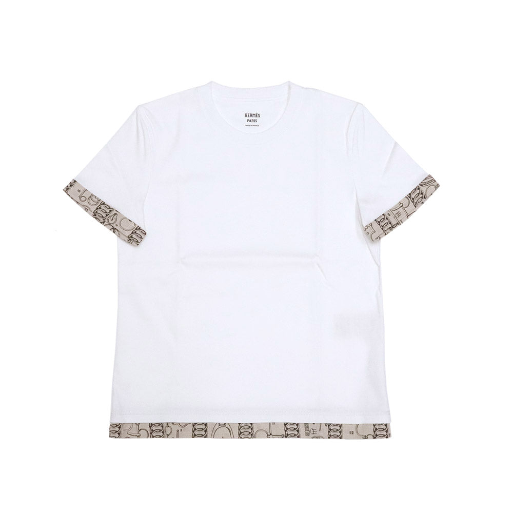Hケリー カイエデュコルポルトゥール Tシャツ 6H4644DC  ホワイト ベージュ コットン 半袖 36