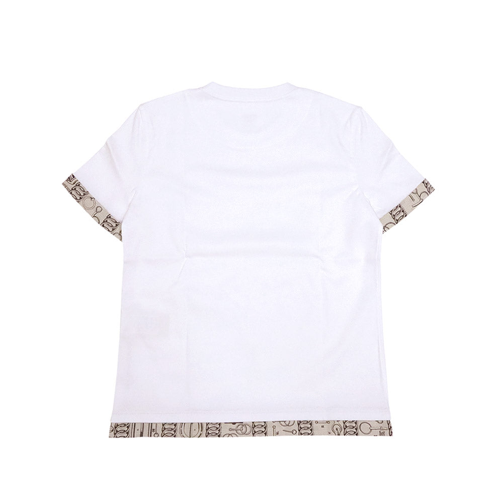 Hケリー カイエデュコルポルトゥール Tシャツ 6H4644DC  ホワイト ベージュ コットン 半袖 36