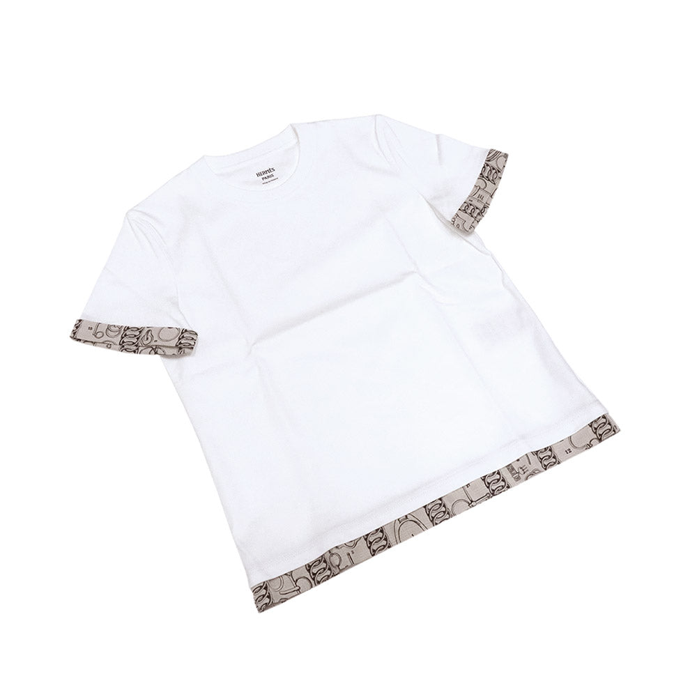 Hケリー カイエデュコルポルトゥール Tシャツ 6H4644DC  ホワイト ベージュ コットン 半袖 36