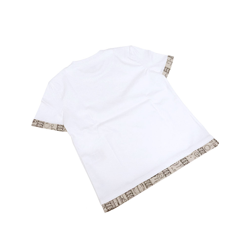 Hケリー カイエデュコルポルトゥール Tシャツ 6H4644DC  ホワイト ベージュ コットン 半袖 36