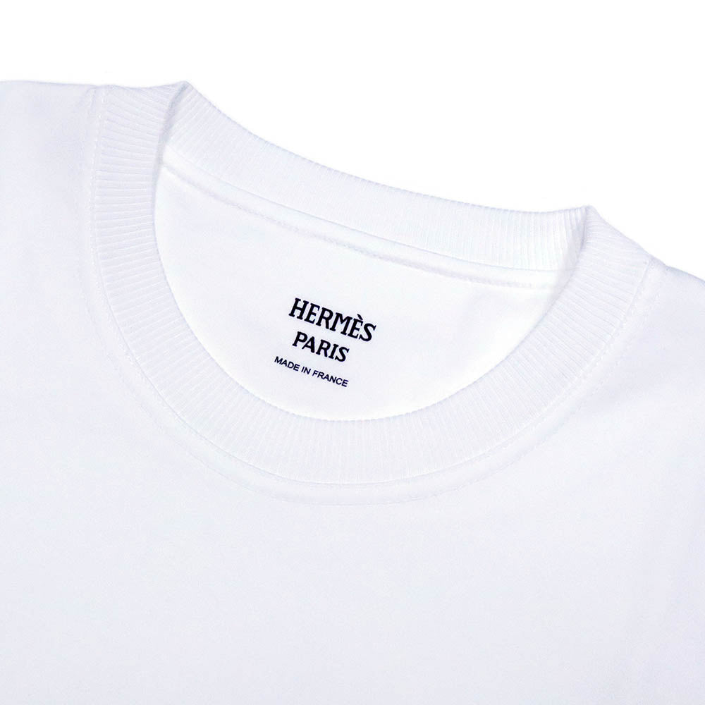 Hケリー カイエデュコルポルトゥール Tシャツ 6H4644DC  ホワイト ベージュ コットン 半袖 36