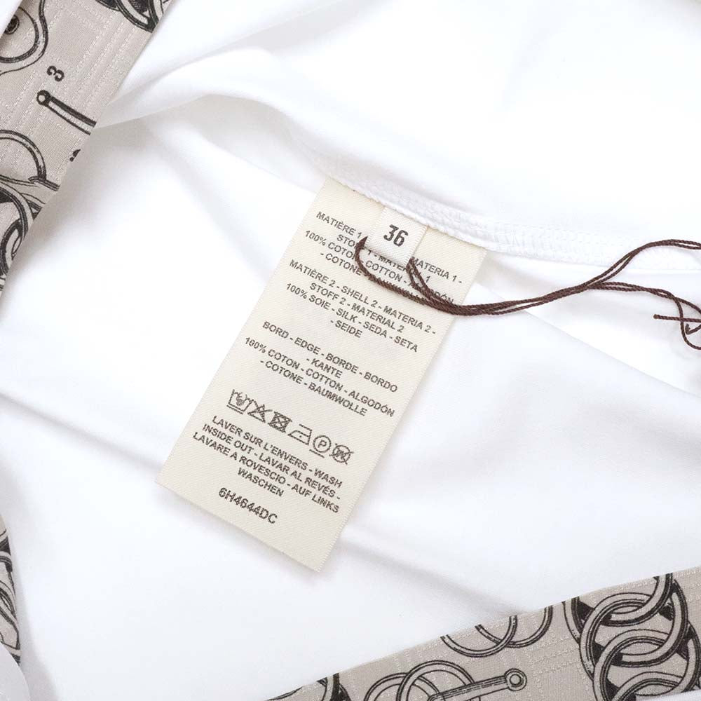 Hケリー カイエデュコルポルトゥール Tシャツ 6H4644DC  ホワイト ベージュ コットン 半袖 36