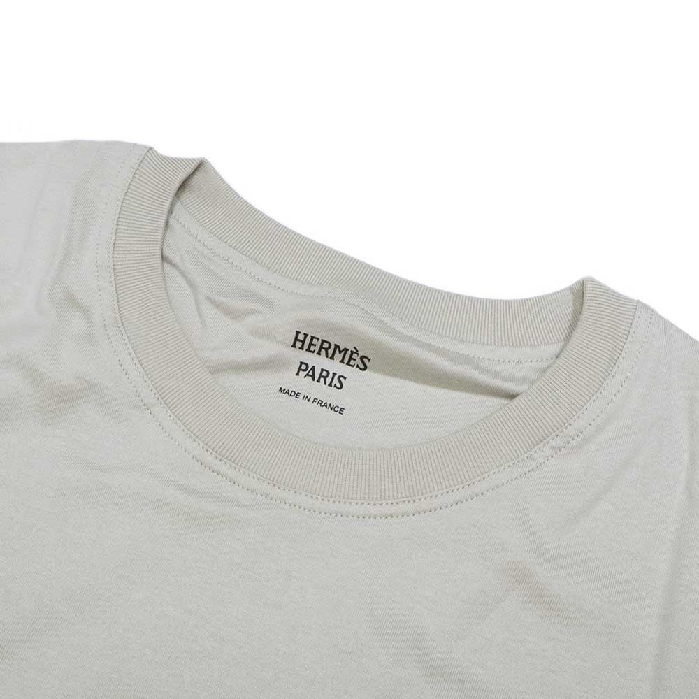 モザイク 刺繍入り ポケット Tシャツ 6H4615DA  ベージュ コットン 半袖 36 H パッチ