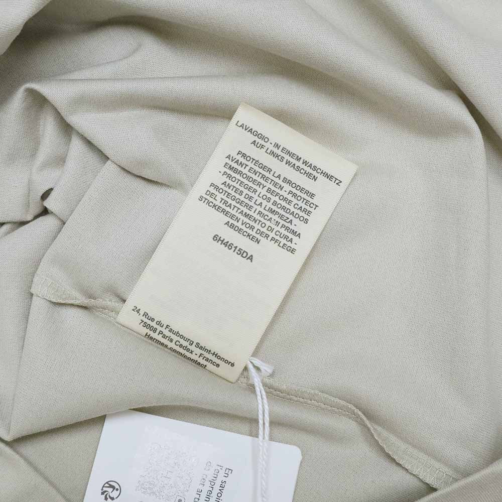 モザイク 刺繍入り ポケット Tシャツ 6H4615DA  ベージュ コットン 半袖 36 H パッチ