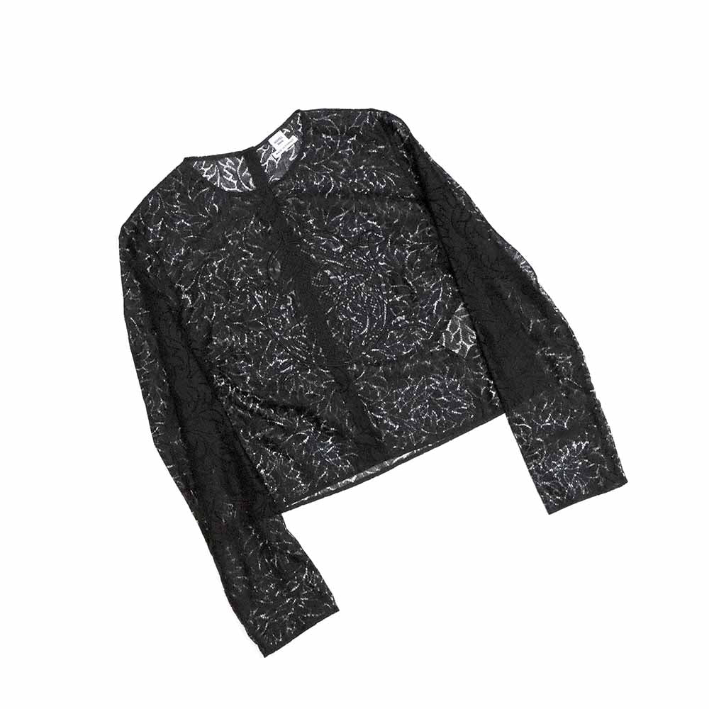 ブラウス 刺繍入り フイヤージュモチーフ 6H0699DB ブラック レースシルク メダイヨン 38