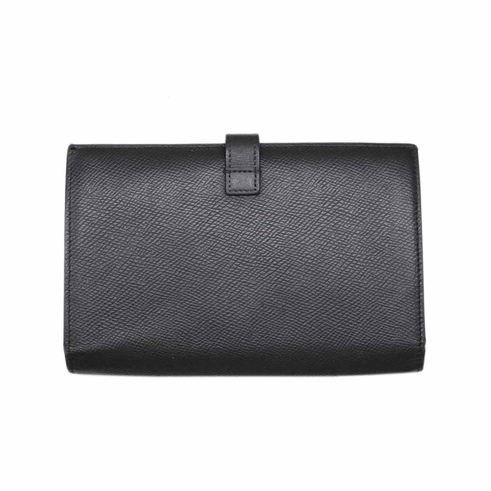 ラージ ストラップウォレット ブラック レザー ゴールド金具 二つ折り長財布