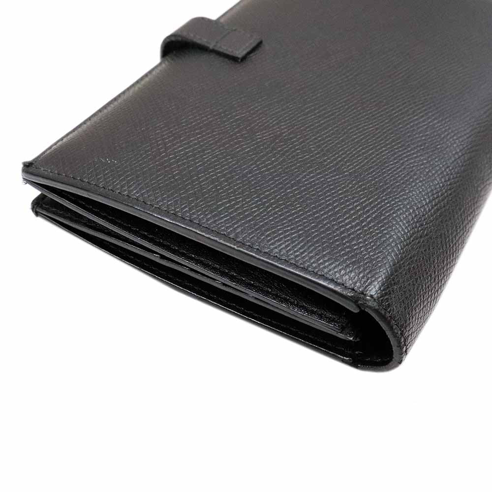 ラージ ストラップウォレット ブラック レザー ゴールド金具 二つ折り長財布
