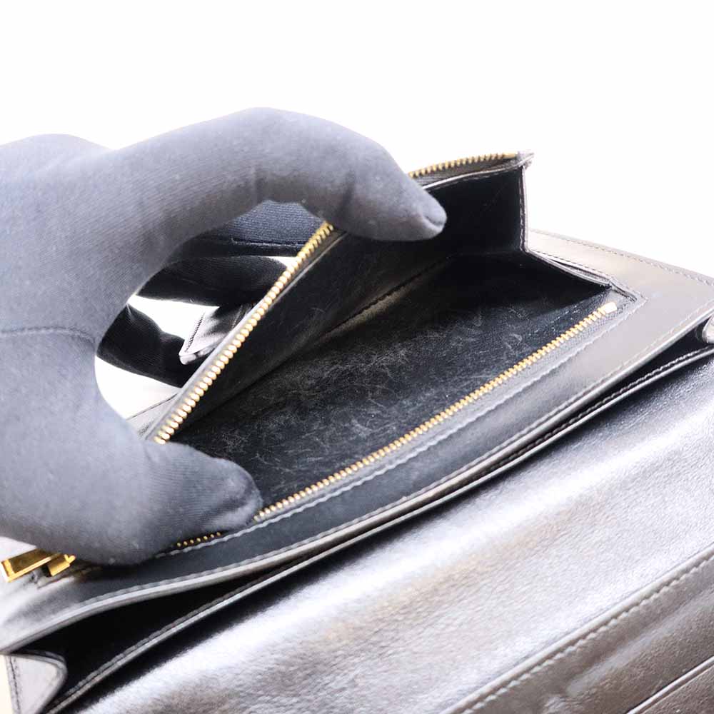 ラージ ストラップウォレット ブラック レザー ゴールド金具 二つ折り長財布