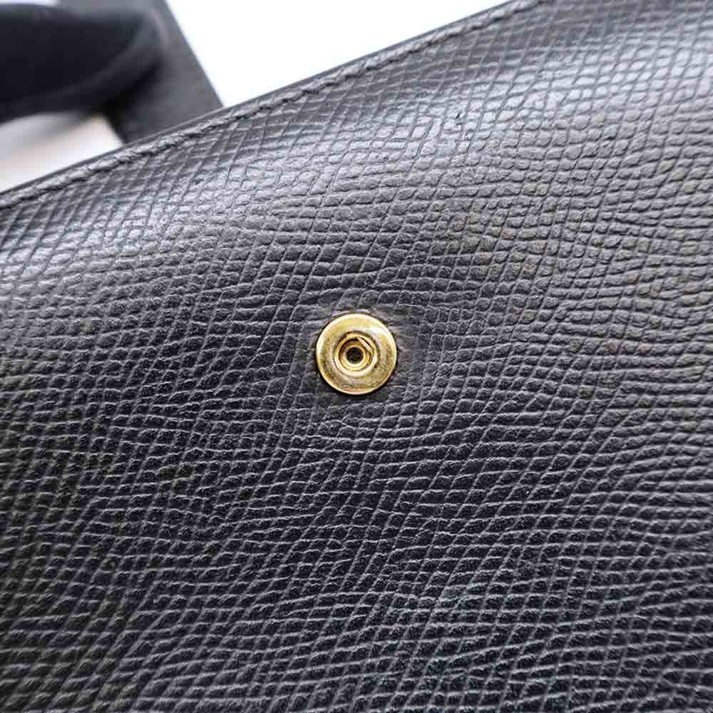 ラージ ストラップウォレット ブラック レザー ゴールド金具 二つ折り長財布