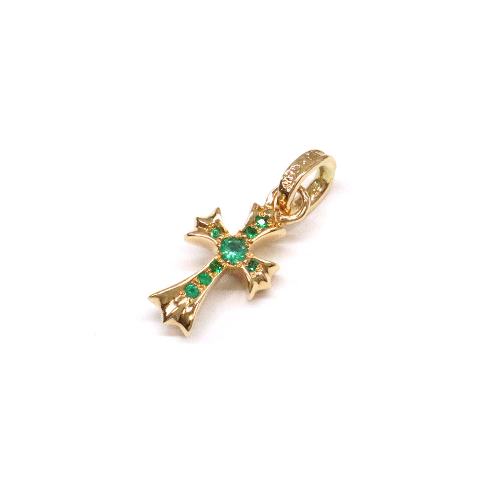 CRS BBYFAT P EMRLD ベイビーファットクロス パヴェエメラルド チャーム 22K ゴールド ネックレストップ ペンダントトップ