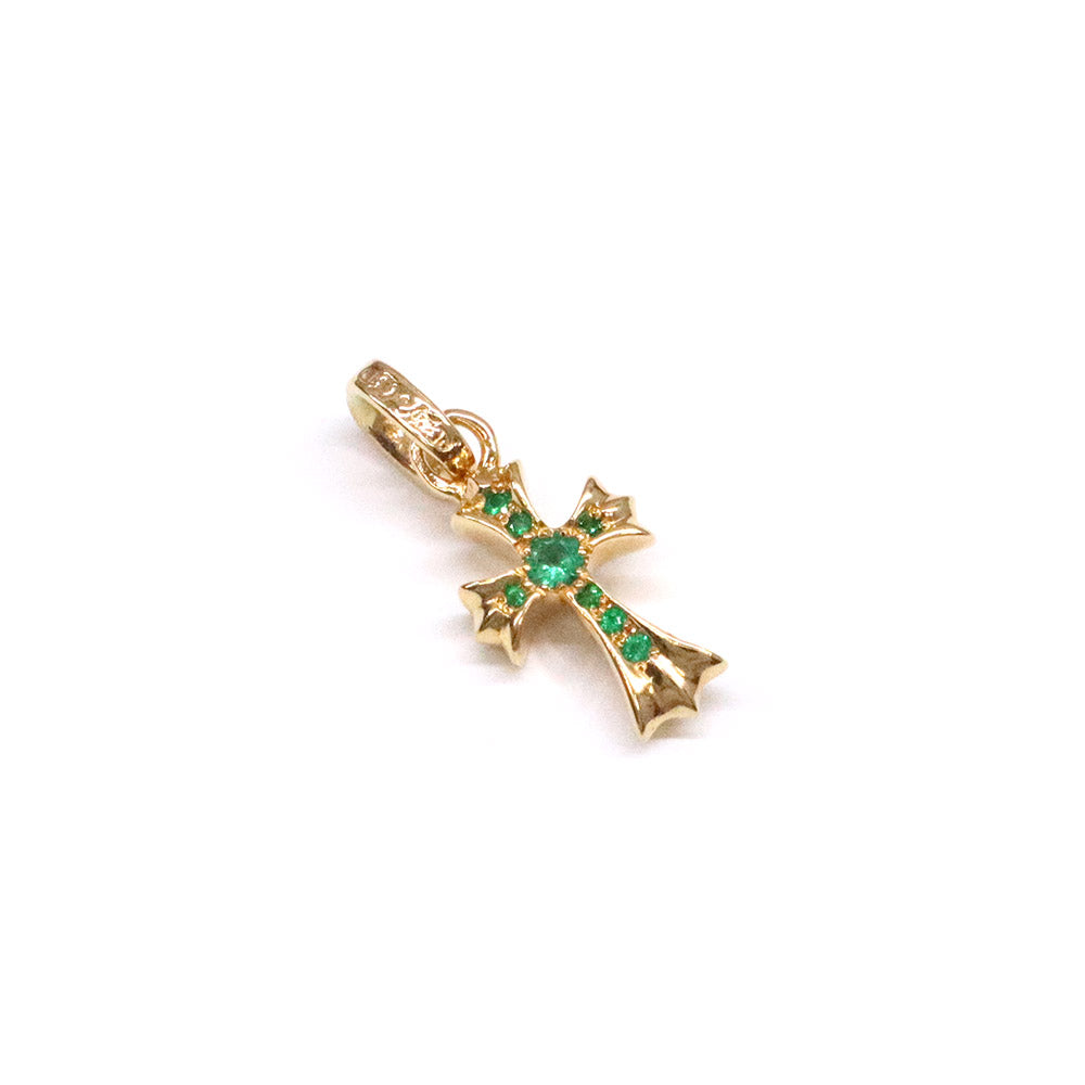 CRS BBYFAT P EMRLD ベイビーファットクロス パヴェエメラルド チャーム 22K ゴールド ネックレストップ ペンダントトップ