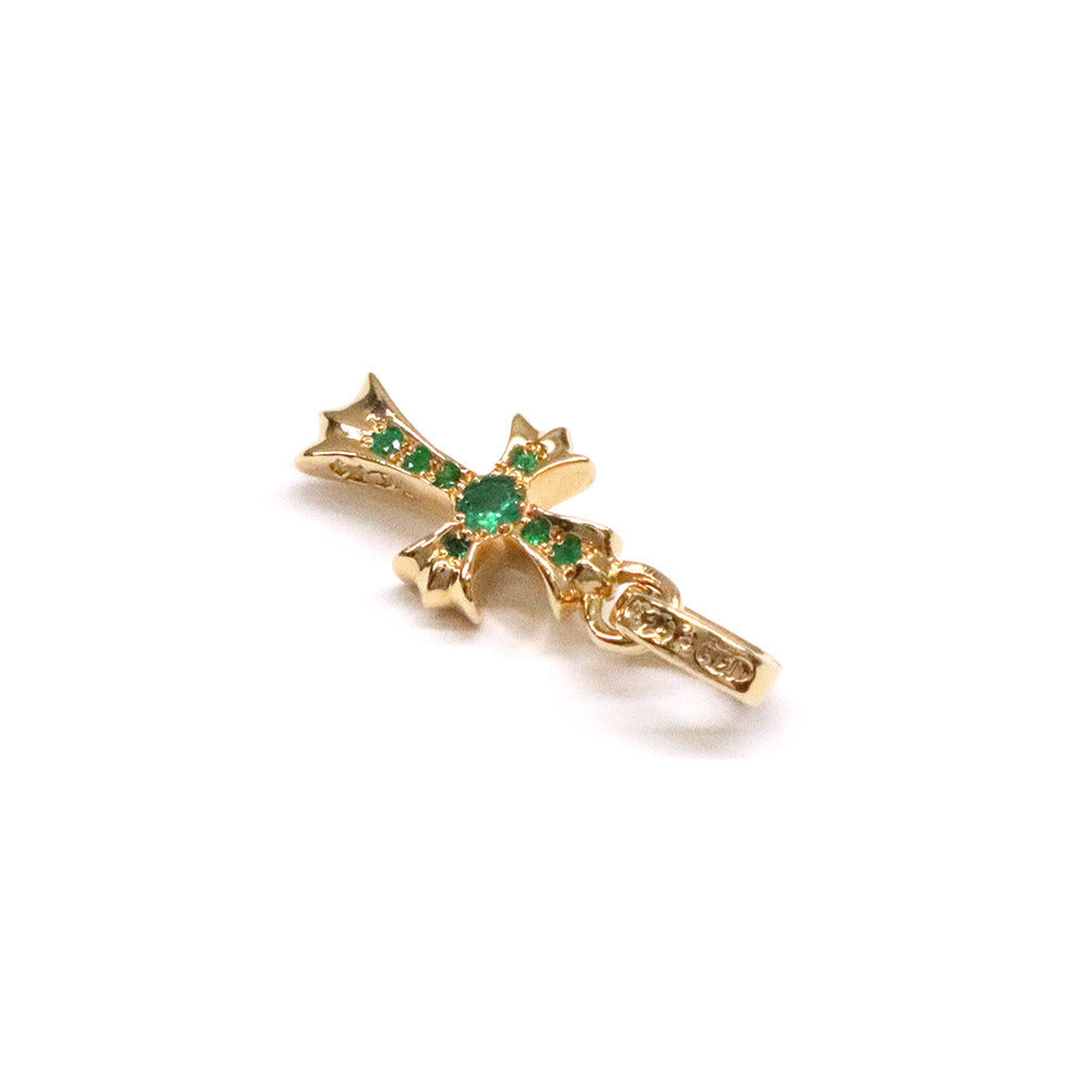 CRS BBYFAT P EMRLD ベイビーファットクロス パヴェエメラルド チャーム 22K ゴールド ネックレストップ ペンダントトップ