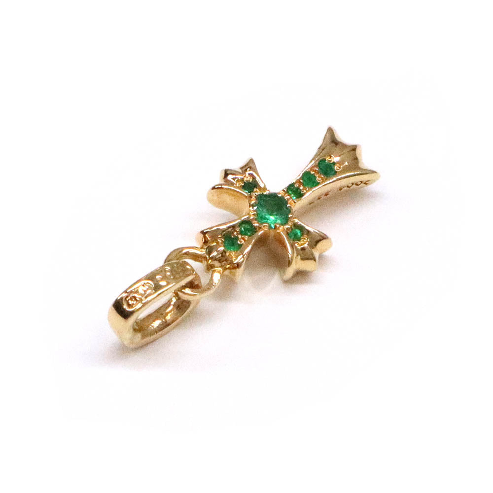 CRS BBYFAT P EMRLD ベイビーファットクロス パヴェエメラルド チャーム 22K ゴールド ネックレストップ ペンダントトップ