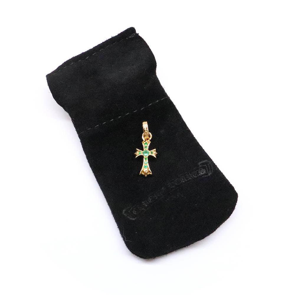CRS BBYFAT P EMRLD ベイビーファットクロス パヴェエメラルド チャーム 22K ゴールド ネックレストップ ペンダントトップ