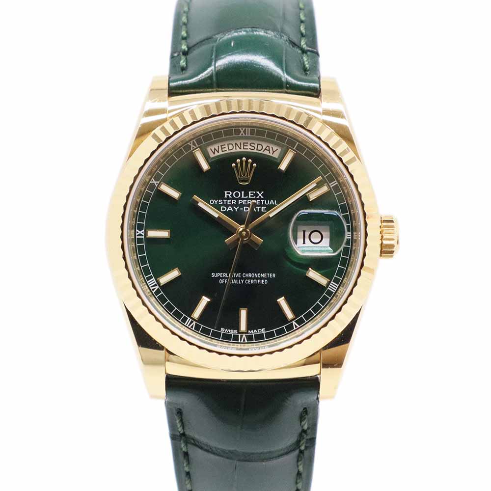 デイデイト 118138 ランダム K18YG/レザー グリーン 36mm