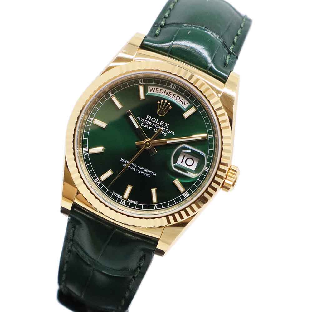 デイデイト 118138 ランダム K18YG/レザー グリーン 36mm