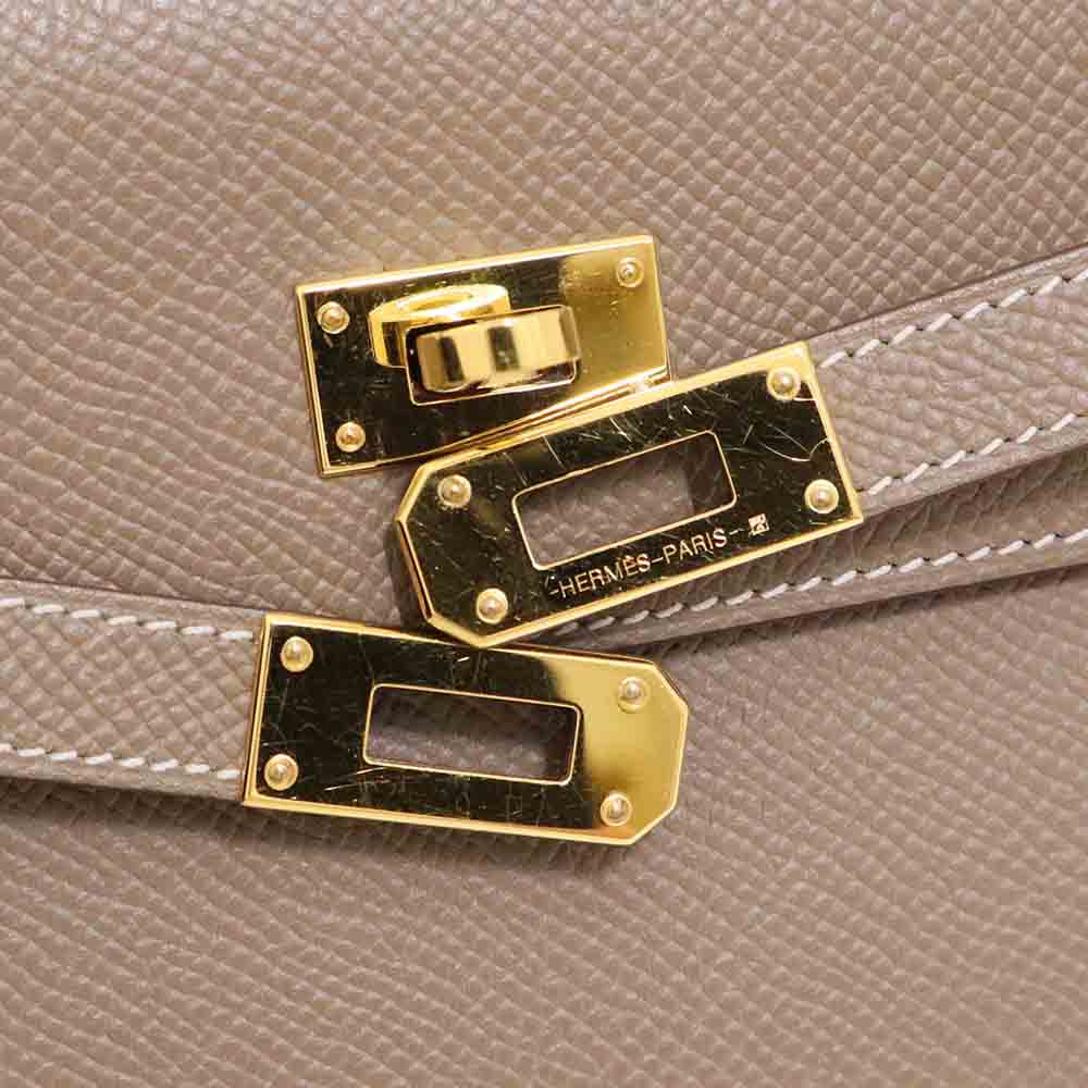 ケリーウォレット ロング トゥーゴー エトゥープ エプソン ゴールド金具 B刻印