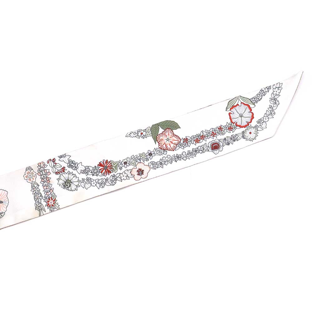 ツイリー Brides de Gala en Fleurs ブリッド ドゥ ガラ アン フルール ブラン/グリ/キュイール シルク スカーフ