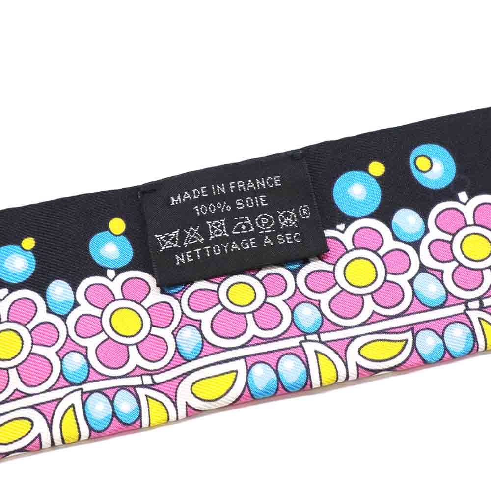 ツイリー Parures des Maharajas マハラジャの装身具 シエル/ブラック/ローズヴィフ シルク スカーフ