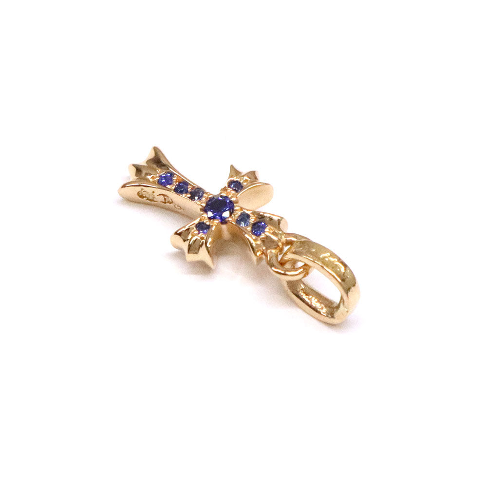 CRS BBYFAT P SAP B ベイビーファットクロス パヴェブルーサファイア チャーム 22K ゴールド ネックレストップ ペンダントトップ